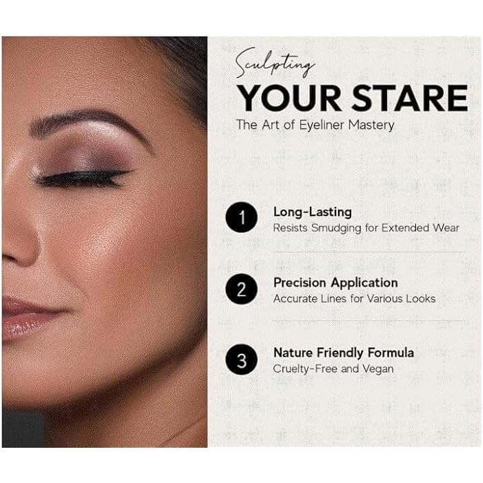 Black Liquid Eyeliner - Water Proof Ultra Matte Long Lasting Slim Jet - Black Eye Liner - 100% Intense Black - Smooth Easy Application Pen Liner - Image 3